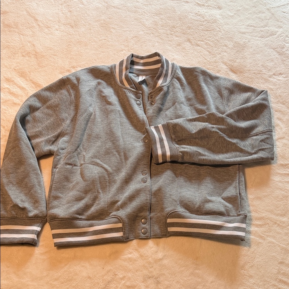 All in Motion Heather Gray Varsity Jacket